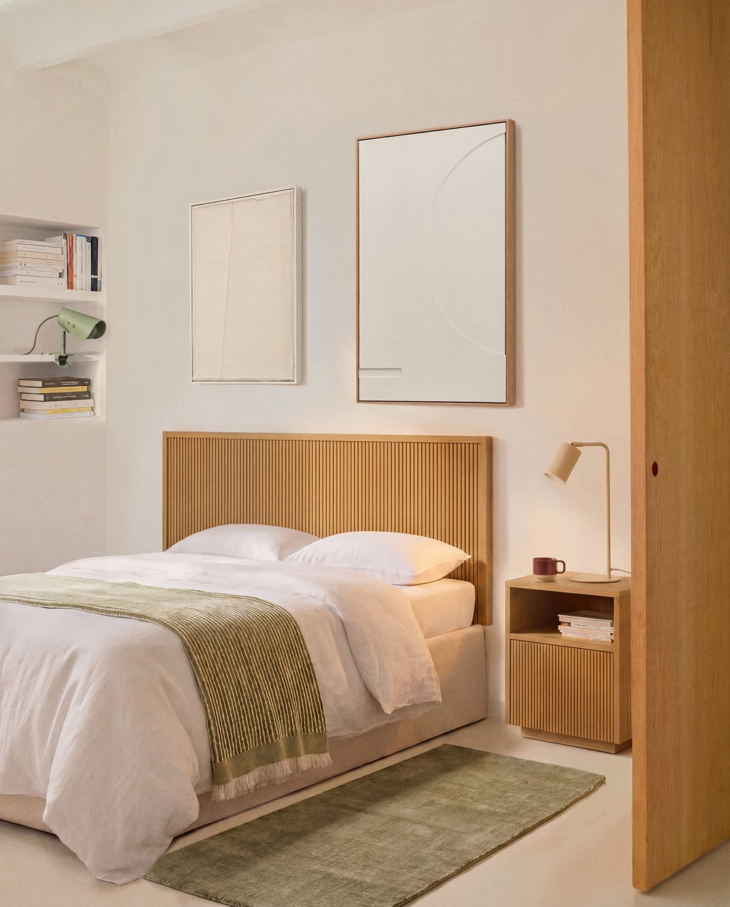 Testiera Helvine in impiallacciato di rovere per letto da 160 cm FSC 100%