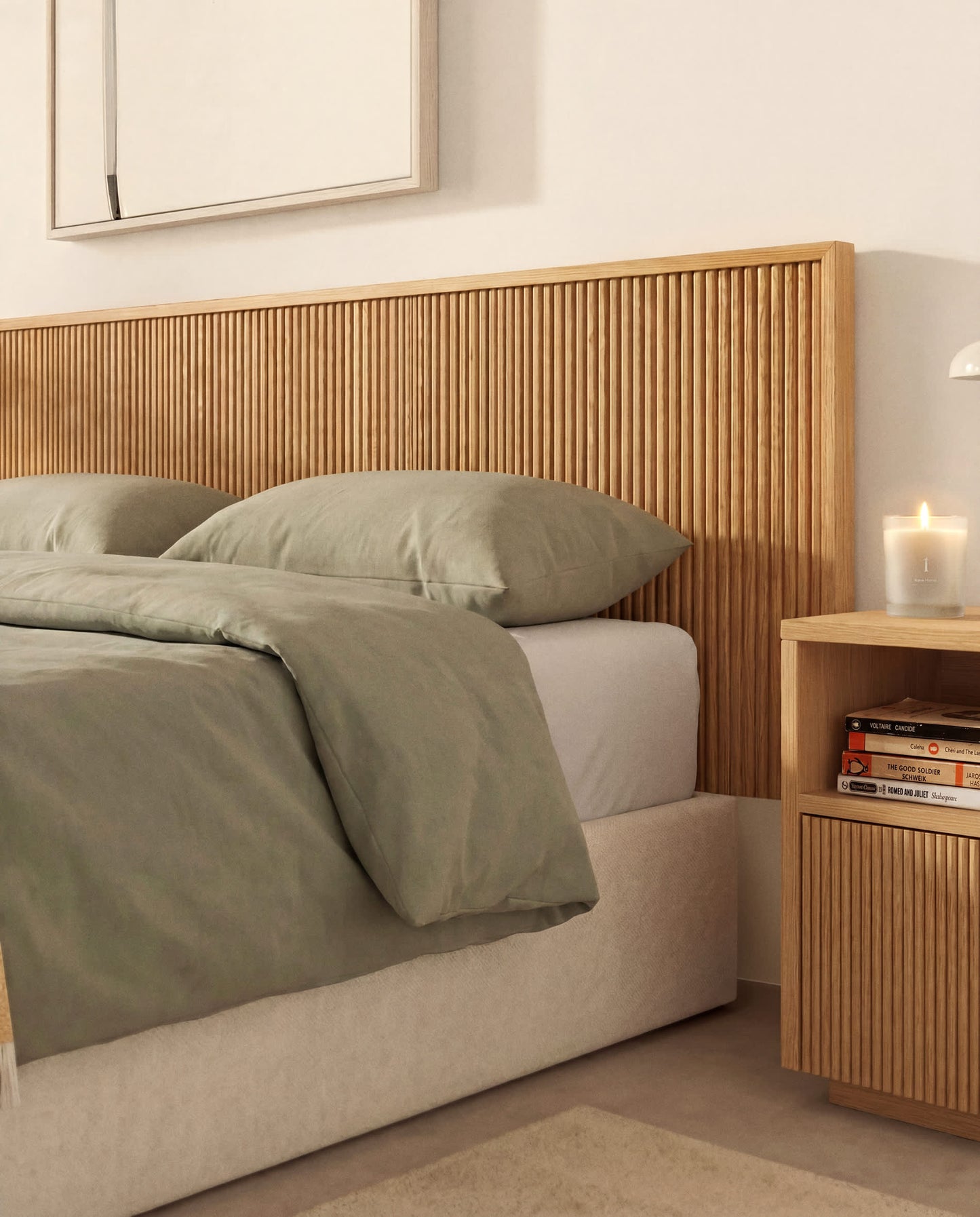 Testiera Helvine in impiallacciato di rovere per letto da 180 cm FSC 100%