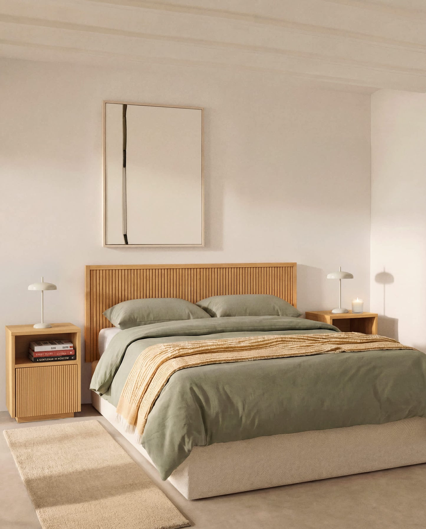Testiera Helvine in impiallacciato di rovere per letto da 180 cm FSC 100%