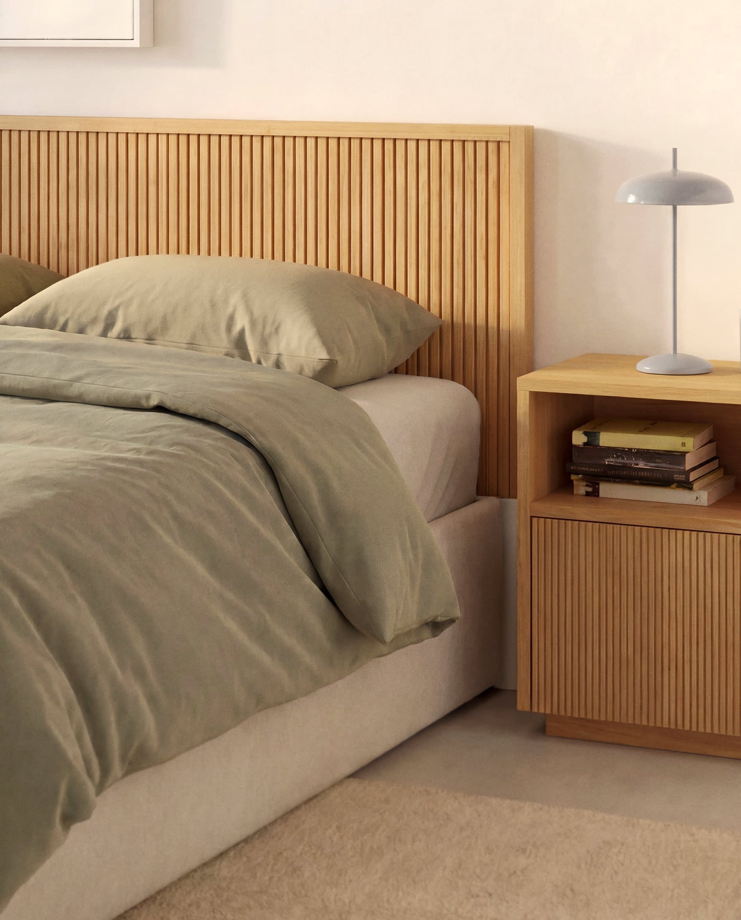 Testiera Helvine in impiallacciato di rovere per letto da 90 cm FSC 100%