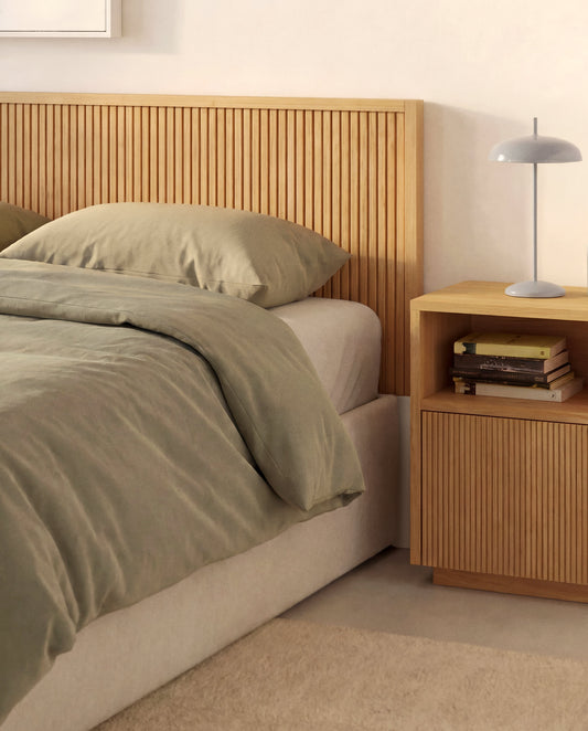 Testiera Helvine in impiallacciato di rovere per letto da 90 cm FSC 100%