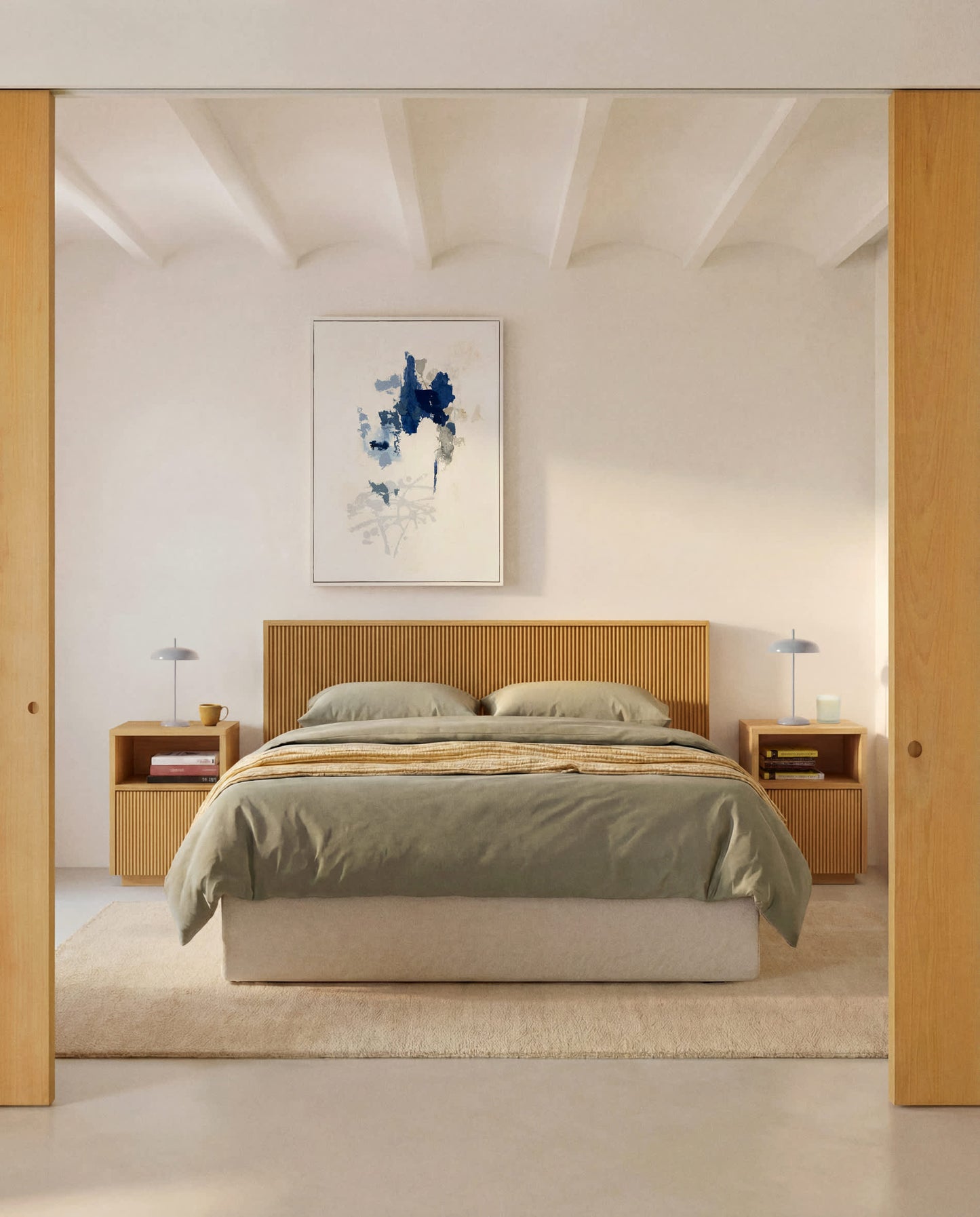 Testiera Helvine in impiallacciato di rovere per letto da 180 cm FSC 100%