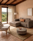 Divano Blok 2 posti in ciniglia marrone con chaise longue sinistra 240 cm FSC Mix Credit