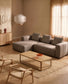 Divano Blok 3 posti in ciniglia marrone con chaise longue destra 300 cm FSC Mix Credit