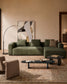 Divano Blok 4 posti in ciniglia verde muschio con chaise longue sinistra 330 cm FSC Mix Credit