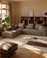Divano ad angolo Blok 5 posti con terminale destro in ciniglia marrone 320 x 255 cm FSC Mix Credit