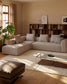 Divano ad angolo Blok 5 posti con terminale destro in ciniglia beige 320 x 255 cm FSC Mix Credit
