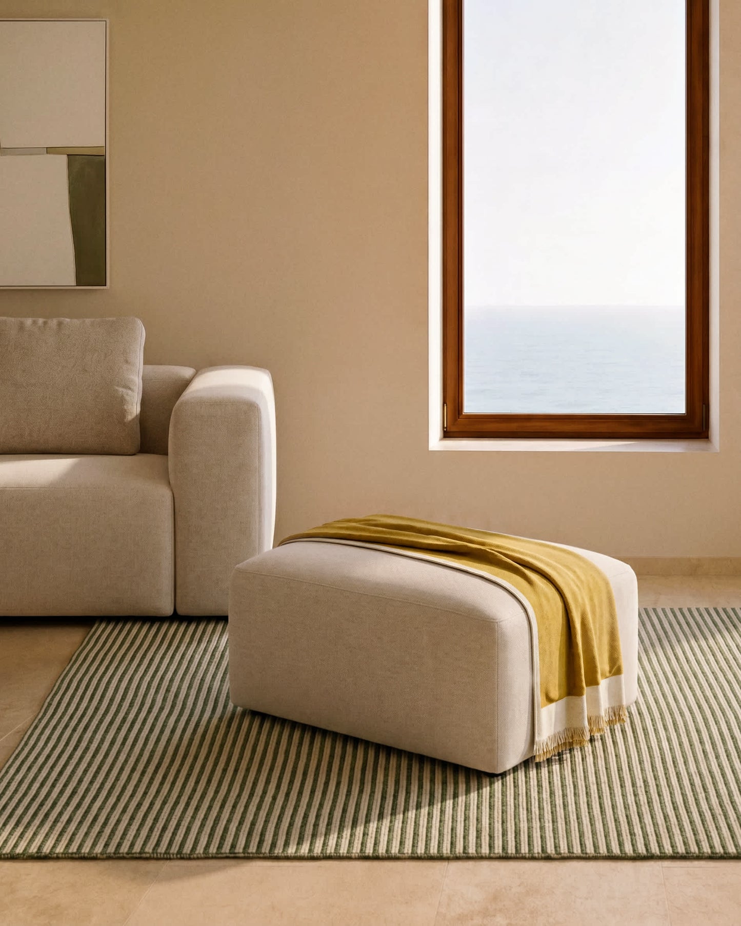 Poggiapiedi Blok in ciniglia beige 90 x 74 cm FSC Mix Credit