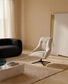 Poltrona girevole Dirala in ciniglia beige e acciaio con finitura nera FSC 100%