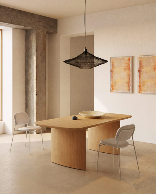Sedia impilabile Meli in ciniglia beige con gambe in metallo beige FSC Mix Credit