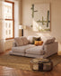 Divano Gala 3 posti in micro bouclé con chaise longue doppia beige FSC Mix Credit, 210 cm