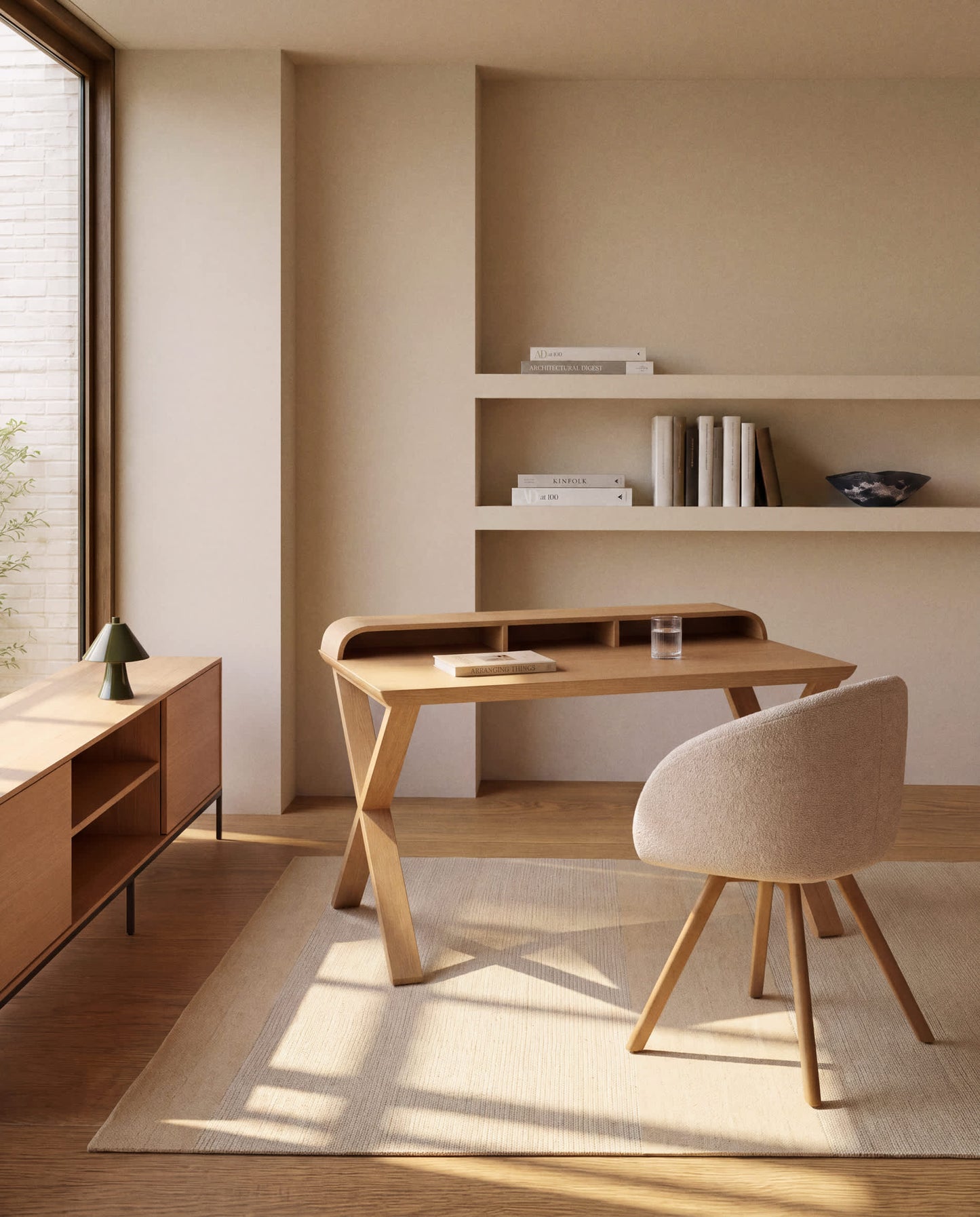 Tappeto Esola in lana beige 200 x 300 cm