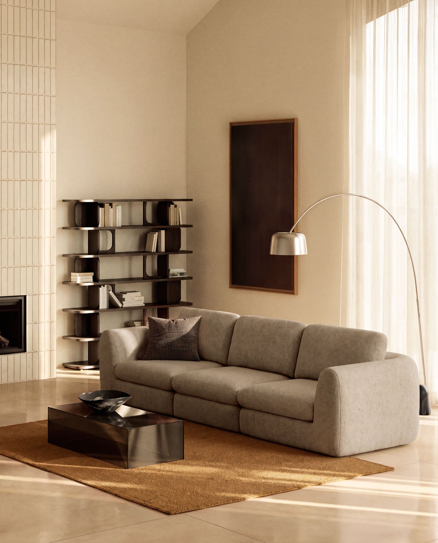 Divano Vera 4 posti marrone chiaro 320 cm FSC Mix Credit