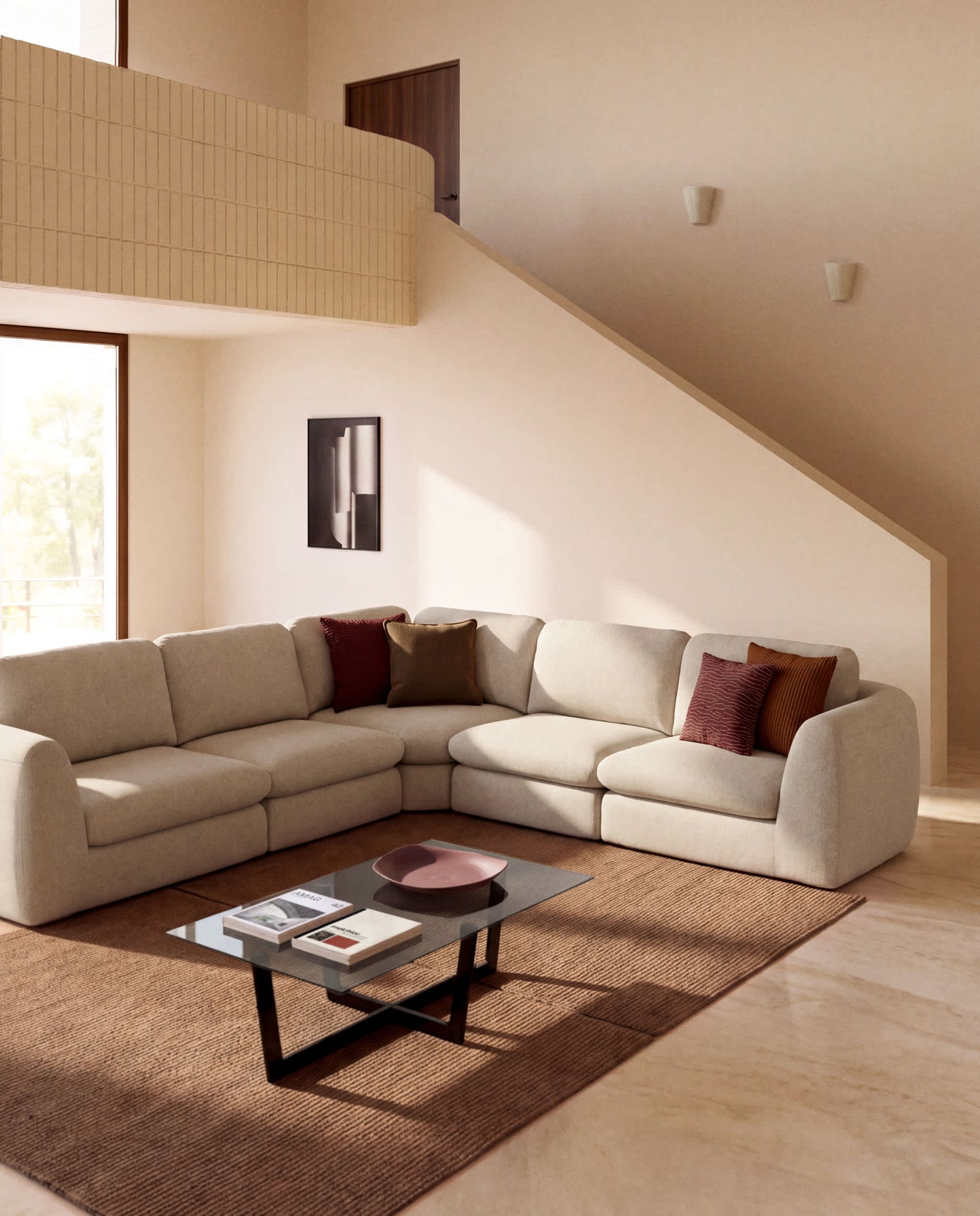 Divano ad angolo Vera 5 posti Beige 330 X 330 cm FSC Mix Credit