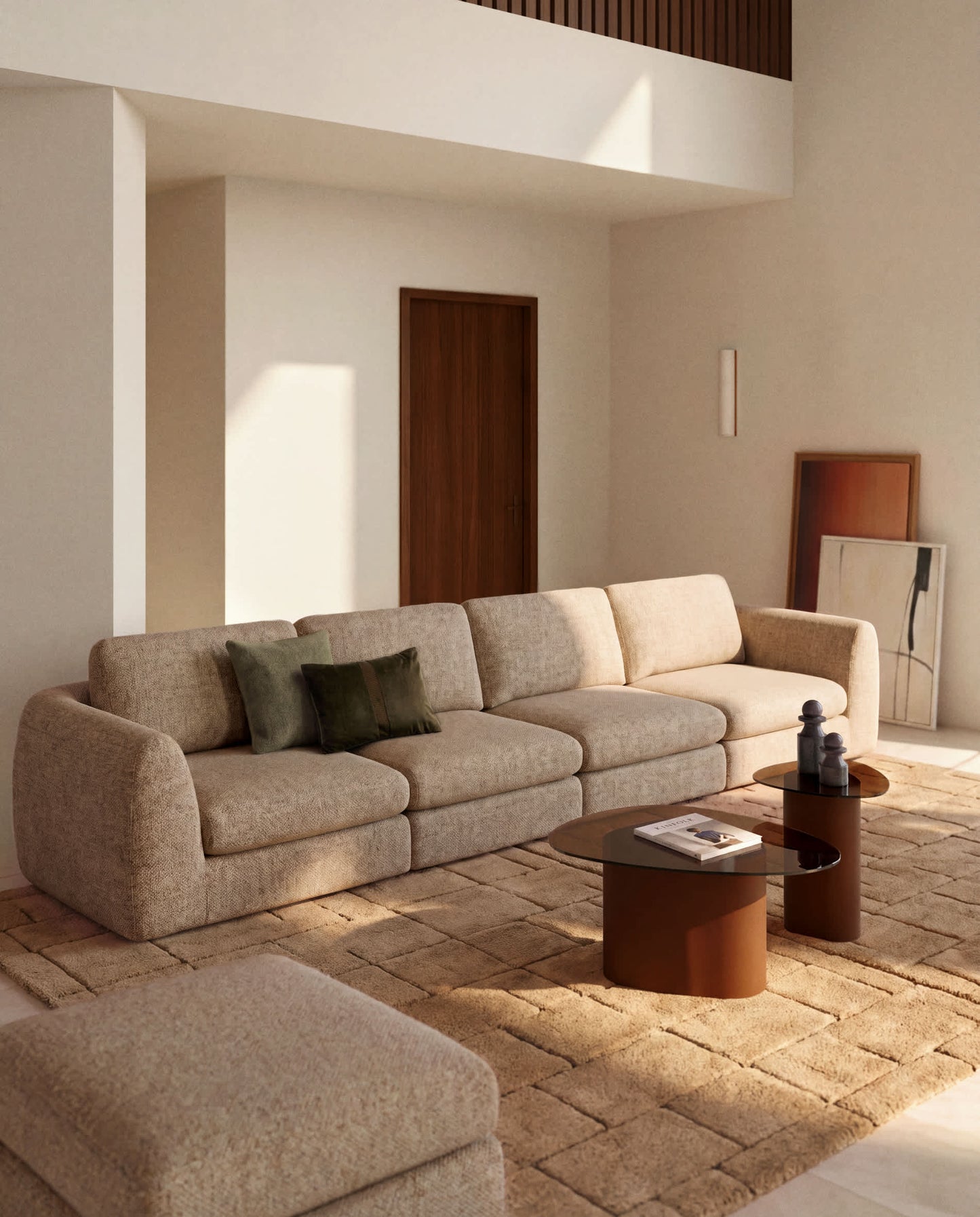 Divano Vera 6 posti marrone chiaro 410 cm FSC Mix Credit