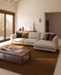 Divano Vera 4 posti con chaise longue sinistra beige con gambe in legno massiccio di frassino finitura in noce 322 cm FSC Mix Credit