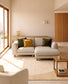 Divano Vera 3 posti con chaise longue sinistra beige con gambe in legno massiccio di frassino con finitura naturale 232 cm FSC Mix Credit