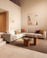 Divano ad angolo Vera 5 posti beige con gambe in legno massiccio di frassino con finitura naturale 330 x 330 cm FSC Mix Credit