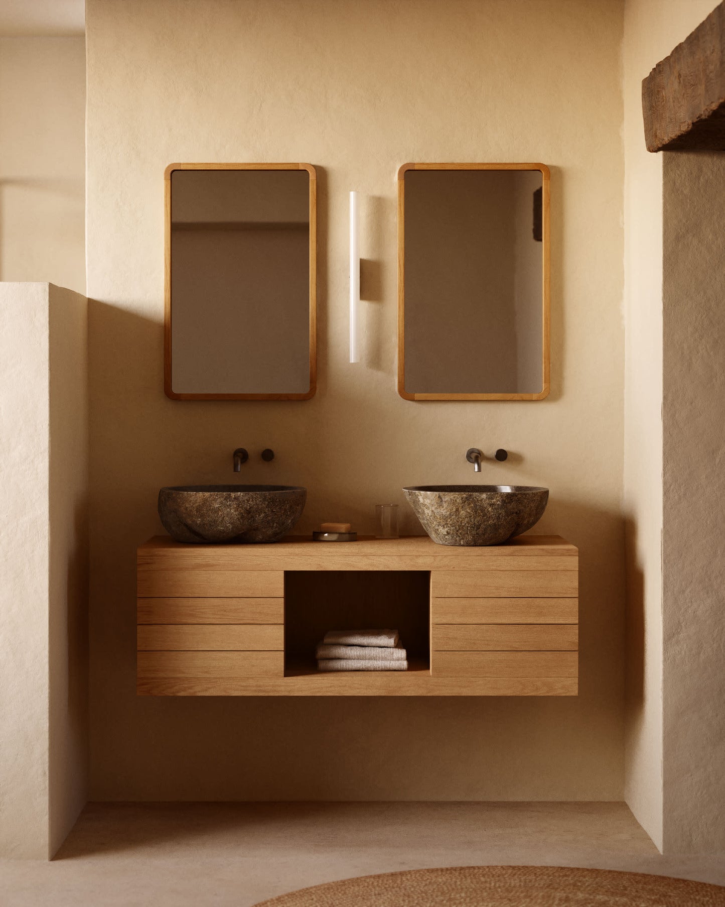 Mobile da bagno Yenit in legno massiccio di teak finitura naturale 120 x 45 cm