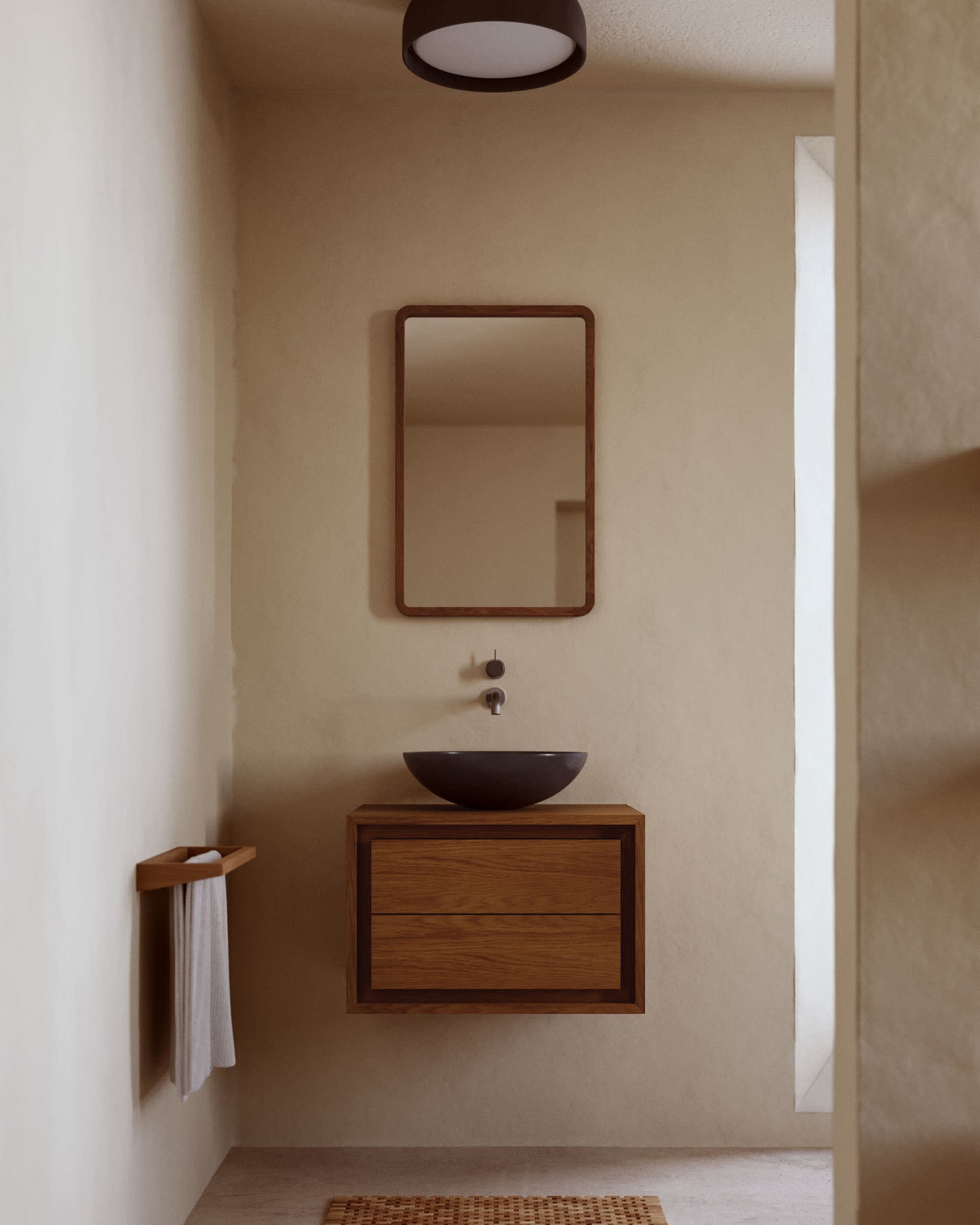 Mobile da bagno Kenta in legno massiccio di teak finitura noce 60 x 45 cm