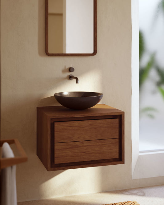 Mobile da bagno Kenta in legno massiccio di teak finitura noce 60 x 45 cm