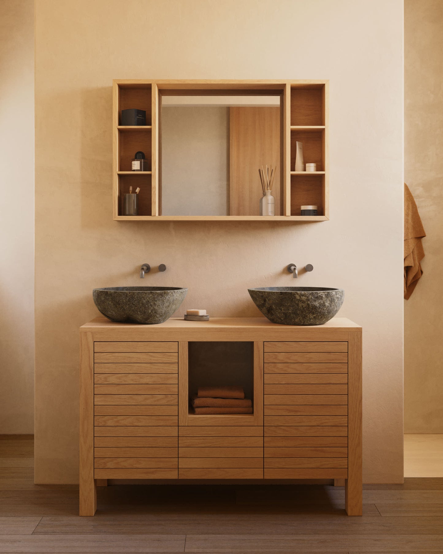 Lavabo da appoggio Tetsu in pietra Ø 40 cm