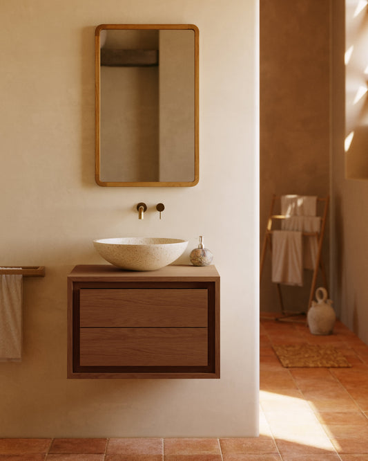 Specchio Shamel in legno massello di teak 45 x 70 cm