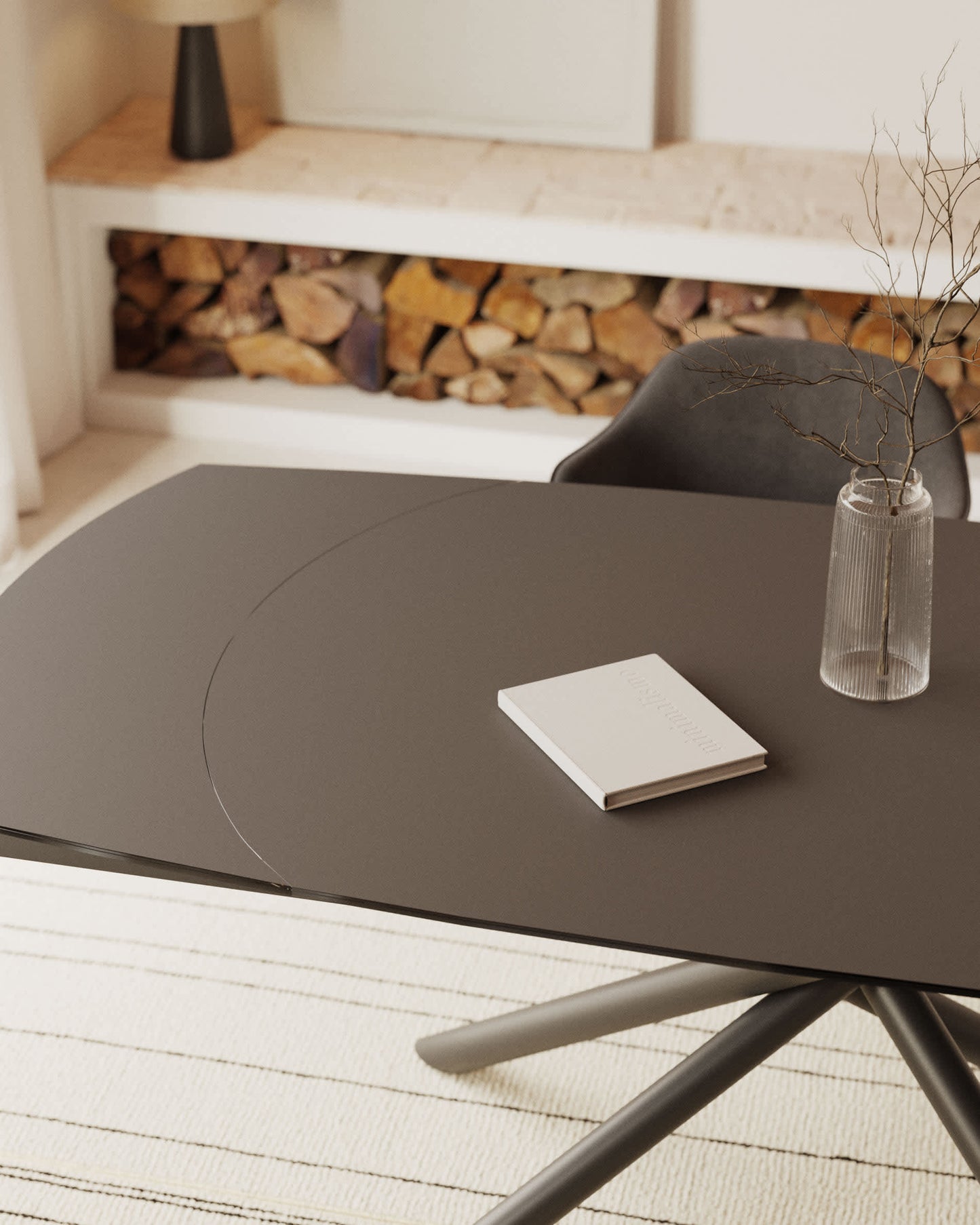 Tavolo allungabile Yodalia in vetro e gambe in acciaio finitura nera 130 (190) x 100 cm