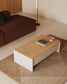 Tavolino rialzabile Abilen impiallacciato rovere e laccato bianco 110 x 60 cm