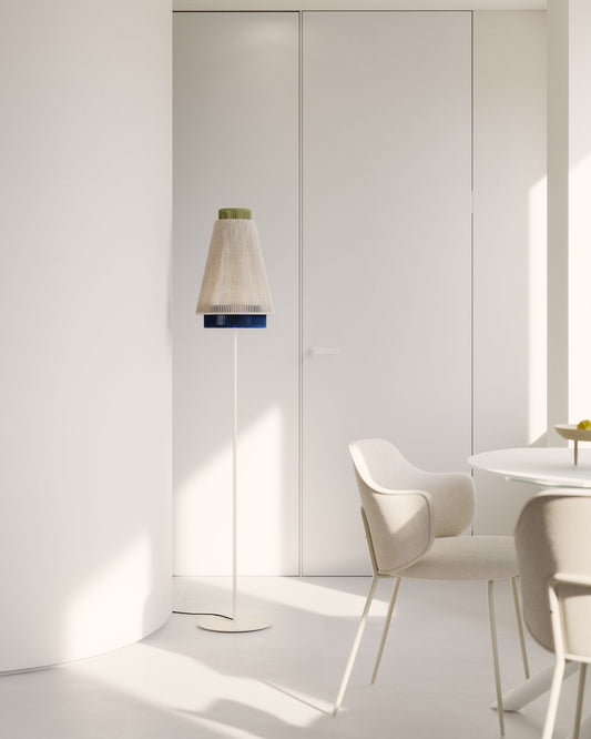 Lampada da terra Yuvia in cotone finitura beige e blu