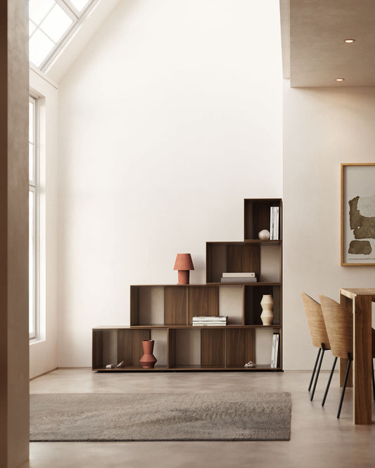 Set Litto di 6 ripiani modulari impiallacciati noce 101 x 152 cm