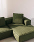 Divano Blok 4 posti chaise longue destra in velluto a coste spesse verde 330 cm