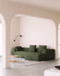 Divano Blok 4 posti chaise longue destra in velluto a coste spesse verde 330 cm