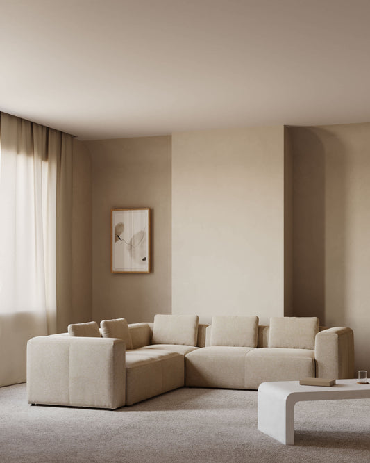 Divano ad angolo Blok 4 posti beige 290 x 290 cm