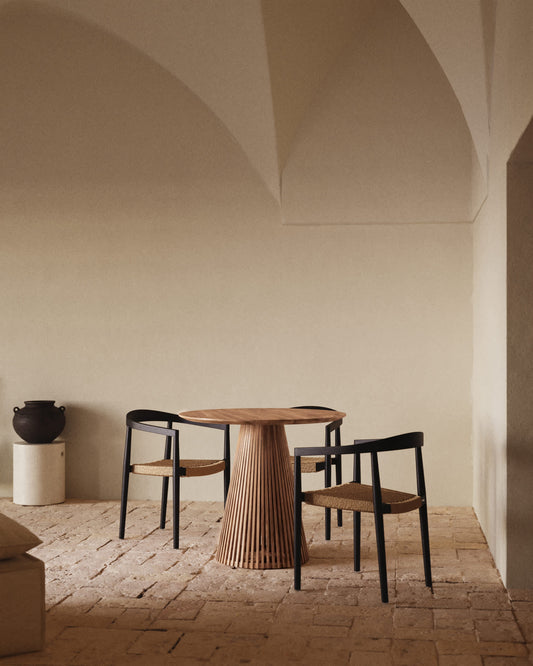 Tavolo rotondo Jeanette in legno massello di teak Ø 90 cm