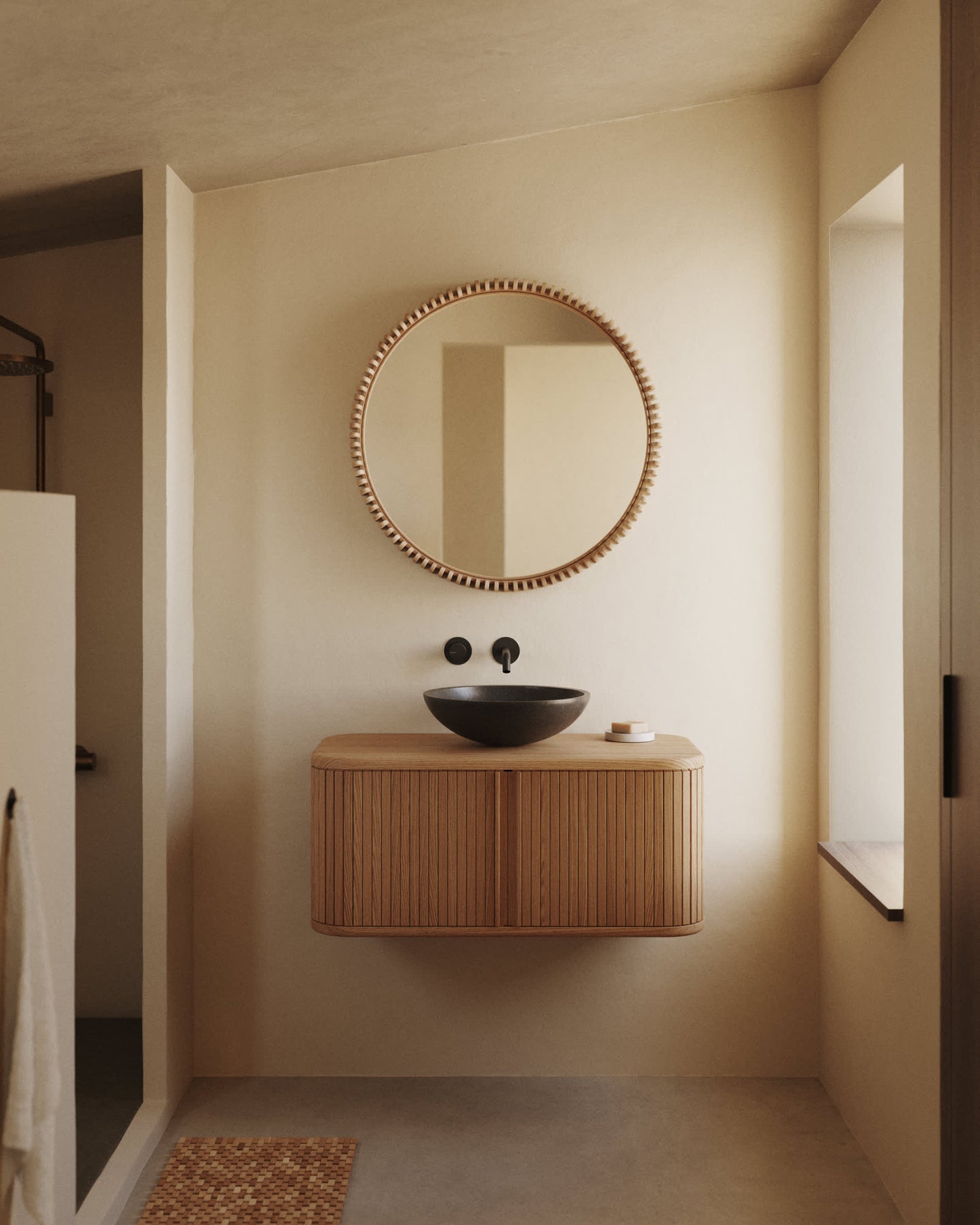 Mobile da bagno Mailen in legno compensato di frassino naturale 90 x 45 cm