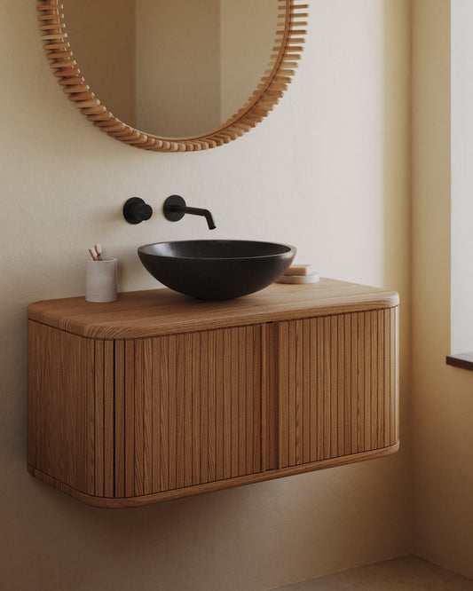 Mobile da bagno Mailen in legno compensato di frassino naturale 90 x 45 cm