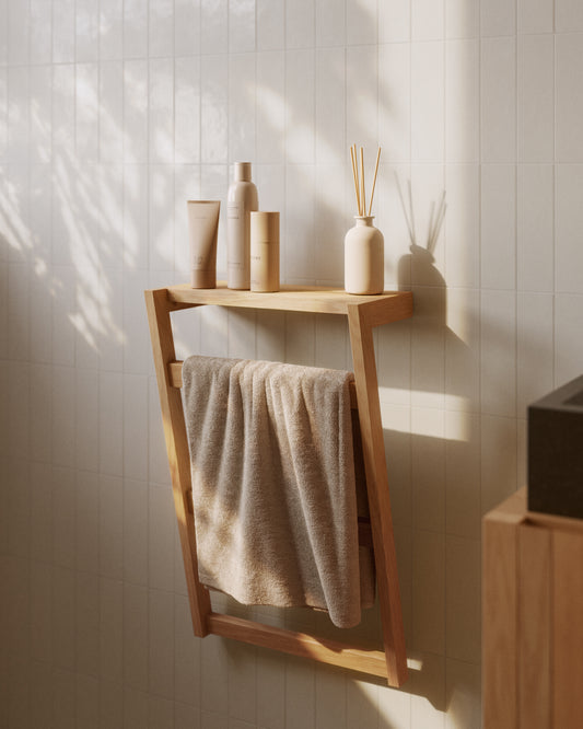 Portasciugamani da parete Kuveni in legno massiccio di teak 40 x 63 cm