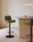 Sgabello Zenda in ciniglia verde scuro e acciaio nero opaco altezza 81-102 cm