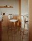 Sgabello Helda in ciniglia beige e massello di quercia 65 cm