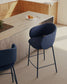 Sgabello Maina in ciniglia blu e gambe in acciaio con finitura blu 65 cm