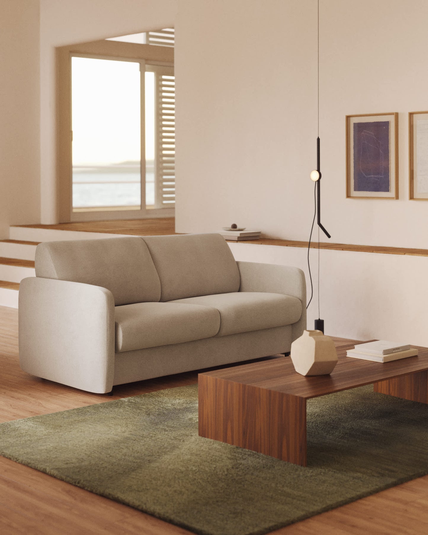 Divano letto Nuala perla a 3 posti 204 cm