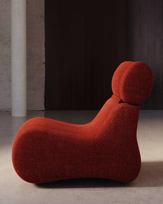 Poltrona Club in shearling bordeaux