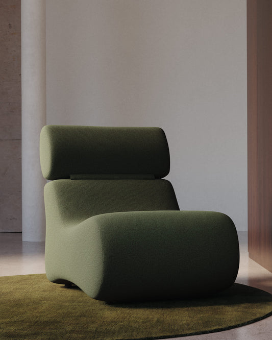 Poltrona Club in shearling verde scuro
