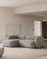 Divano modulare Martina 3 posti in ciniglia color pietra con chaise longue sinistra 287 cm