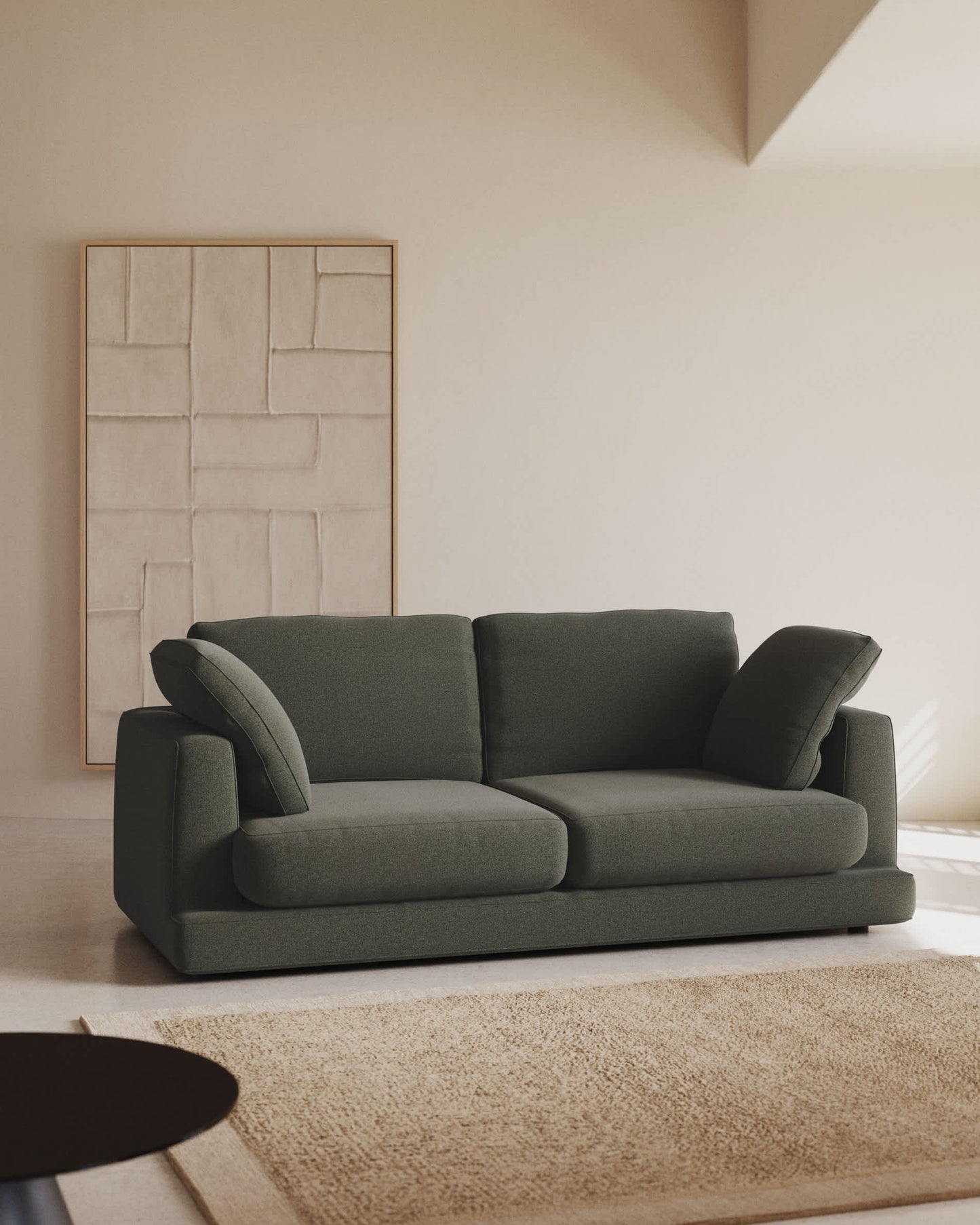 Divano Gala 3 posti in ciniglia verde scuro FSC Mix Credit 210 cm