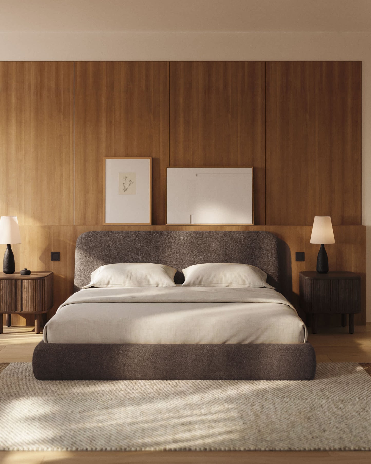Letto sfoderabile Martina in montone sintetico marrone per materasso da 180 x 200 cm FSC Mix Credit