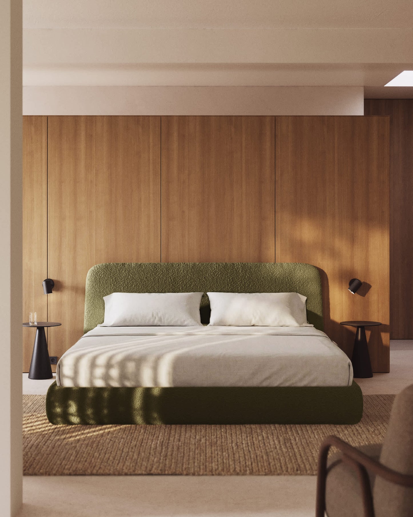Letto sfoderabile Martina in montone sintetico verde scuro per materasso da 180 x 200 cm FSC Mix Credit