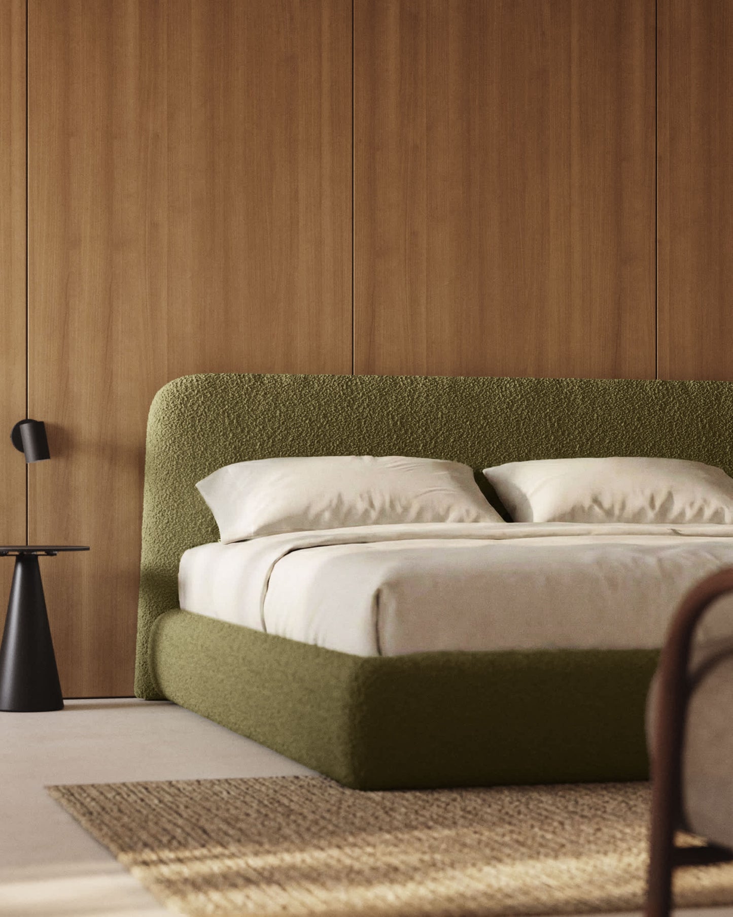 Letto sfoderabile Martina in montone sintetico verde scuro per materasso da 180 x 200 cm FSC Mix Credit