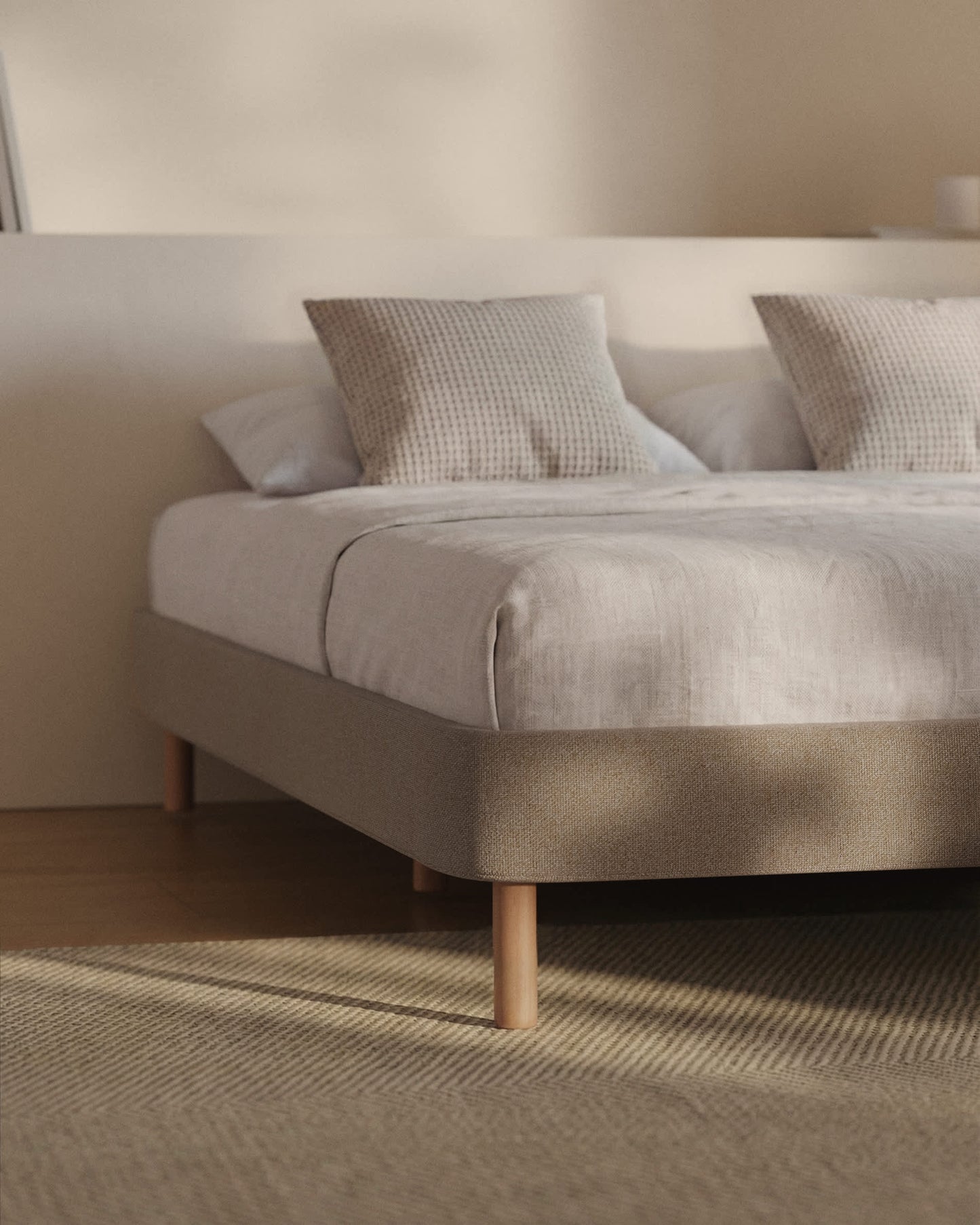 Base sfoderabile Ofelia marrone con gambe in legno massiccio di faggio per materasso da 160 x 200 cm